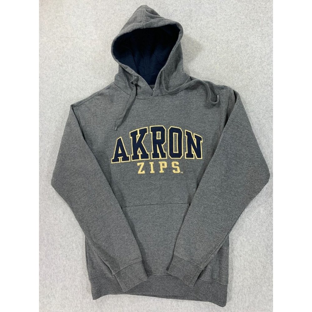 Akron Zips OVB Stitched Logo Hoodie Sweatshirt (Men's Small)‎ Gray